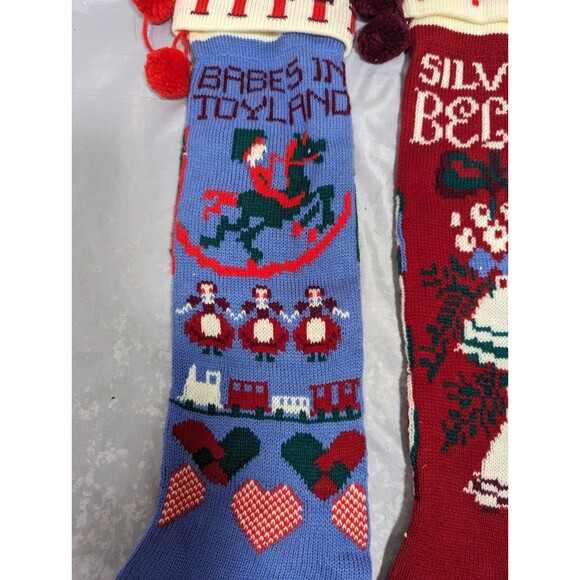 Yuletide Dept 56 Christmas Stockings Babes In Toyland/Silver Bells Lg Pair 24" - Picture 5 of 8